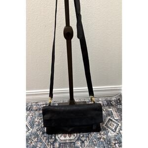 Sseko Black Thick‎ Leather Classic Crossbody Bag Flap Top Shoulder Purse Handbag